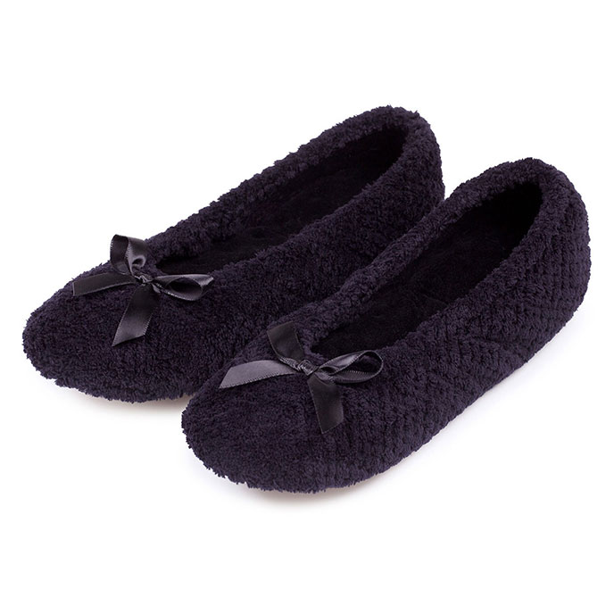 Isotoner Ladies Popcorn Ballet Slippers Black Extra Image 1